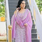 Arya Instagram - Love for Lilacs … 💕 Costume @zara_designs_ Styling @sabarinathk_ MUA @brandy_makeup_artist Pc @gananbabu #fashionblogger #styleinspiration #makeup #dressup #shoot #asianet #startmusic