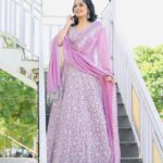 Arya Instagram - Love for Lilacs … 💕 Costume @zara_designs_ Styling @sabarinathk_ MUA @brandy_makeup_artist Pc @gananbabu #fashionblogger #styleinspiration #makeup #dressup #shoot #asianet #startmusic