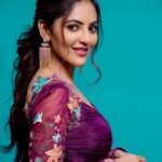 Athulya Ravi Instagram - 💜 #purpleshades #purplelove ! Outfit @issadesignerstudio 👗 Stylist @manogna_gollapudi M&H @mua_vijisharath Earrings @deepagurnani ❤️