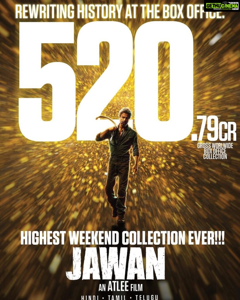 Atlee Kumar Instagram - Your love for Jawan has clearly made history in Indian Cinema! 🔥 Have you watched it yet? Go book your tickets now! https://linktr.ee/Jawan_BookTicketsNow Watch #Jawan in cinemas - in Hindi, Tamil & Telugu.