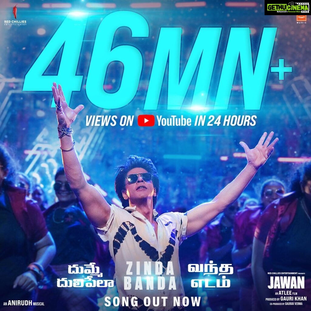 Atlee Kumar Instagram - It's your love that keeps us going! ❤️❤️❤️ Song out now! #ZindaBanda #VandhaEdam #DhummeDhulipellaa #Jawan releasing worldwide on 7th September 2023, in Hindi, Tamil & Telugu.