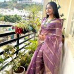 Bhavya Gowda Instagram - 💜 Saree: @abhicollections1 Jewels: @thespatika Bangalore, India