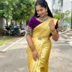 Bhavya Gowda Instagram - 💛💜 Outfit: @rentyourlook_by_chandangowda Jewels: @thespatika #kannada #kannadaactress #bhavyagowda670 #geethaserial #geethaserialbhavyagowda670 #colors #colorskannada #actor #actresses #telgu #telguactress #starmaa #kks #kalisiuntekaladusukhamserial #instagram #instagood #instadaily #insta #instafashion