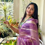 Bhavya Gowda Instagram - 💜 Saree: @abhicollections1 Jewels: @thespatika Bangalore, India