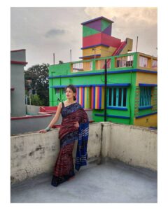 Bidita Bag Instagram - একলা চলো রে
 times when you have gotten disillusioned or being questioned, 
times when you  found yourself alone on the path to your dreams

Have these words encouraged and motivated you ; urged you to follow your dreams, irrespective of who is with you ?

From our childhood to now this song has given courage to many.. to keep walking on the path they find true to the heart!
Saree: @forsarees 
Photo: Daddy Bag
#saree #sareelove #blockprint #eklachalore  #rabindrasangeet #makeinindia #vocalforlocal #sustainablefashion #forsarees
