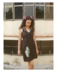 Bidita Bag Instagram - Wearing this beautiful little black Halter Neck Dress with an exclusive artwork by my dear friend @aninditaa_bose 😍❣️
Curated for the @145east
Photos by Daddy Bag
#littleblackdress #gamcha #artwork
#aninditaabose #145east