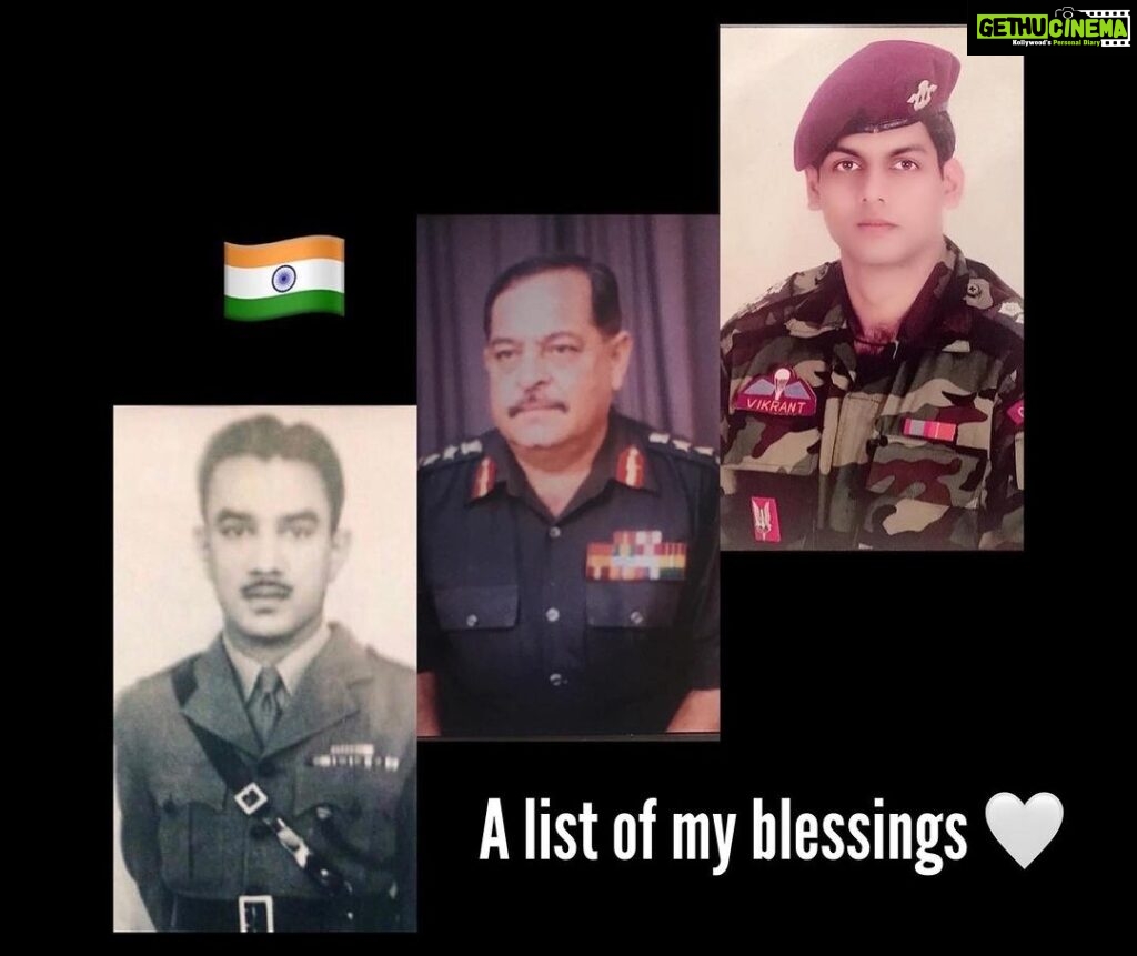 Celina Jaitly Instagram - Celebrating Kargil Vijay Diwas with a heavy heart. The memories of Kargil still linger in my heart. In final years of my school it was a profound impact on my life. As a soldiers daughter I witnessed up close the losses, the silence and many funerals. The brave hearts left behind those who must grieve until they live….I still remember my mom praying for the casualties to stop. My deepest gratitude to the @indianarmy.adgpi @indianairforce @indiannavy Indian armed forces, the heroes who withheld our nations honour, the supreme sacrifices of our brave hearts and their loved ones on who’s shoulders rests the glory of Mother India 🇮🇳 I must have done something right to be born 4th generation Indian army family. We were raised with the mindsets that our parents may not return from their jobs in the service of the nation. But it’s easier said than done. Ask those who must still live knowing they will never see their most beloved ever again. Photograph 2: Grandfather, Dad & my brother. July 26 marks India's victory over Pakistan in 1999 Honouring the bravery and sacrifices made by Indian soldiers during the intense and prolonged war. India lost 527 soldiers before the war ended on July 26, 1999. Today it has been 24 years of the victory. With folded hands in deepest gratitude I thank our Kargil heroes. #kargilvijaydiwas #indianarmy #indianarmedforces #indianarmy🇮🇳 #celina #celinajaitly #celinajaitley #bollywood #missindia #missuniverse #armykids #Kargil #KargilBraveHearts #Kargil1999 #KargilHeroes #kargilvijaydivas #celinajaitly