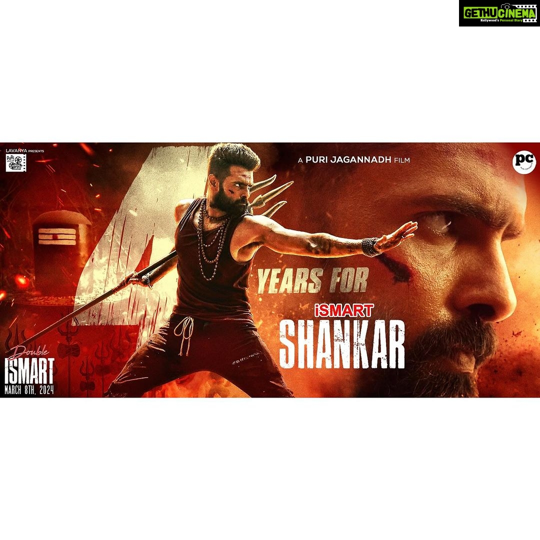 Charmy Kaur Instagram - Ustaad @ram_pothineni & Dashing Director #PuriJagannadh's iSMART Blockbuster #ISmartShankar completes 4 YEARS🔥 A film that shook up the screens with its Mass Madness & gave a thrilling experience to everyone💥 Our Proud #PC Film which we cherish for a lifetime ❤️ #4YrsForBBIsmartShankar #DoubleISMART Loading with 2X Madness, Action & Thrill in theatres MAR 8, 2024😎 @charmmekaur @vish_666 @PuriConnects