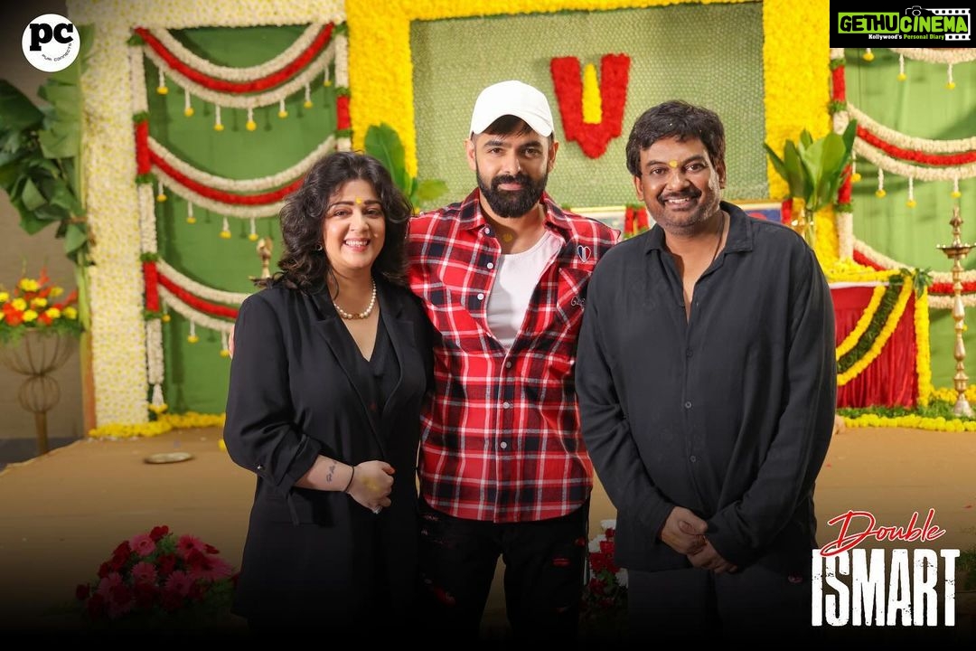 Charmy Kaur Instagram - With the blessings of Lord Shiva 🔱 The Pooja ceremony of #DoubleISMART commenced in Hyderabad 🪔 Ustaad @ram_pothineni 🤗Dashing Director #PuriJagannadh 🤩 Shoot Begins on July 12th❤️🔥 Mass Action Entertainer at the cinemas on MARCH 8th, 2024💥 @vish_666 @PuriConnects