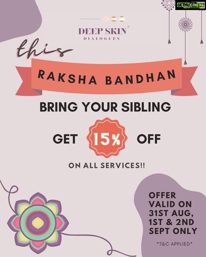 Chinmayi Instagram - ✨Pamper with your Sibling✨ This year, Celebrate Raksha Bandhan with Deep Skin Dialogues! Tag along with your sibling to avail an exciting 15% discount on all our services 😌✨ Share this with your siblings and get an appointment now👯‍♀️ Offer Valid only on 31st August, 1st & 2nd Sept only!! Prebook your appointments to secure this special offer! To book appointments: 📞Chennai: +91 7358320111 📞Hyderabad: +91 9150598889 www.deepskindialogues.com (Terms & Conditions Applied) #siblinglove #skincare #showlove #siblinggoals #chennai #hyderabad #deepskindialogues