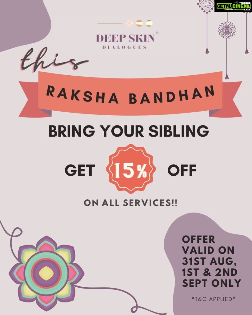 Chinmayi Instagram - ✨Pamper with your Sibling✨ This year, Celebrate Raksha Bandhan with Deep Skin Dialogues! Tag along with your sibling to avail an exciting 15% discount on all our services 😌✨ Share this with your siblings and get an appointment now👯‍♀ Offer Valid only on 31st August, 1st & 2nd Sept only!! Prebook your appointments to secure this special offer! To book appointments: 📞Chennai: +91 7358320111 📞Hyderabad: +91 9150598889 www.deepskindialogues.com (Terms & Conditions Applied) #siblinglove #skincare #showlove #siblinggoals #chennai #hyderabad #deepskindialogues