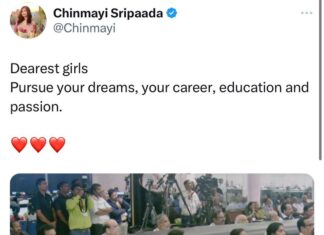 Chinmayi Instagram - Mukhyanga dowrylu ichi katnaalu icchi career ni naasanam cheskoni mee hard earned education ni pogottukoni oka jeevitham brathakaalanna avasaram ledhu. Choose happiness. Choose personal success. Choose excellence in your avocation, whatever it may be. The right partner will happen. There are already dingbats on Twitter - mana intensity boiiis ae, vere evaru?? - saying this is real feminism. If a girl as talented as these scientists had the bad karma to be married to one of these boiiiis, dowry dobbi, katnaalu dobbi, aadapaduchu katnaalu dobbi, NRI / H1B aithe rate card ki taggttu dowry dobbi, paiga pelli kharchulu mottham meere ivvalani - mee intelligence, mee career em vaddu (endukante aa small ego energy insecurity anni hurt avthaay kadha) intlo koorcho ani mee life, mee dreams, mee goals mottham thokkestaaru. If the same scientists had not been wearing Saris and Salwar Kameez - veella comments vere rakanga untaayi. More importantly men who segregate women and say - this type is a good woman, this is a not so good woman / this is a feminist this is not a feminist First things first - Men neednt give the 'Good Feminist' / 'Real Feminist' Certificate. It is like an anaconda giving a best person award before it decides to kill and swallow the person whole. Nobody needs a good feminist certificate. Actually nobody needs any certificate from anyone. Lead your life to the best of your ability, be ethical in all that you pursue, Do no harm to the earth or anyone around you. That alone is perhaps enough. Other people's opinions don't matter even ONE bit.