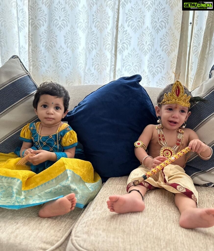 Chinmayi Instagram - Happy Krishna Janmasthami to everyone from our Subhadra and Krishna❤️👣👣