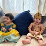 Chinmayi Instagram - Happy Krishna Janmasthami to everyone from our Subhadra and Krishna❤️👣👣