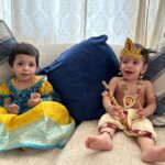 Chinmayi Instagram - Happy Krishna Janmasthami to everyone from our Subhadra and Krishna❤️👣👣