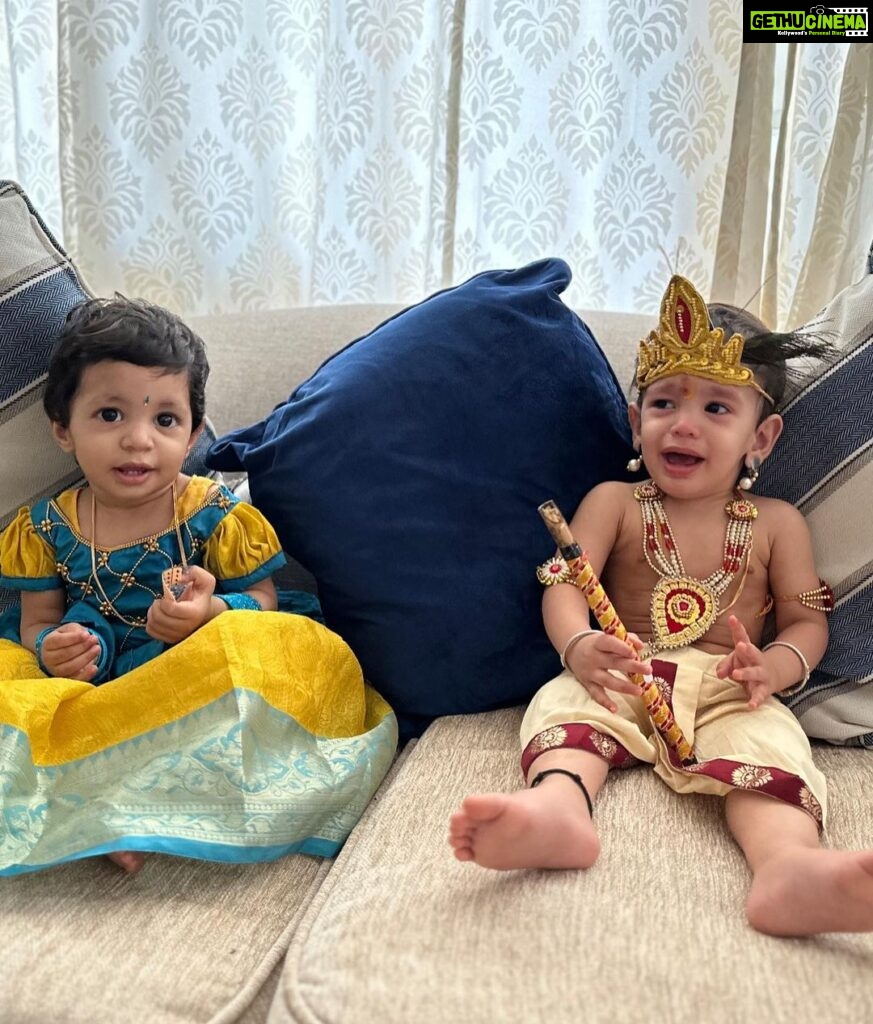 Chinmayi Instagram - Happy Krishna Janmasthami to everyone from our Subhadra and Krishna❤️👣👣