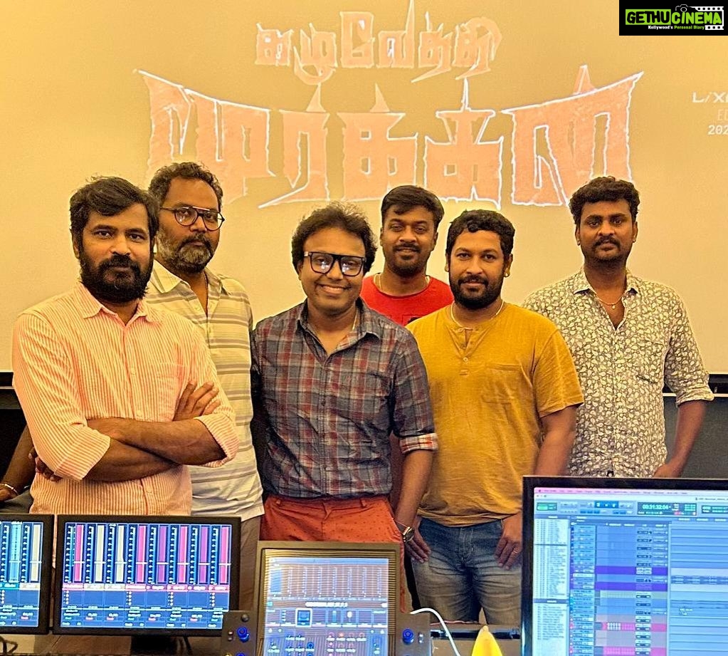D. Imman Instagram - With the sound team of #KazhuvethiMoorkkan Kudos to Mr.UdayKumar,Mr.Saravanan and all technical minds behind Knack Studios for putting up a stellar show! All set for the grand release tomorrow! Watch this intense social rural thriller in your screens near you releasing tomorrow worldwide! A #DImmanMusical Directed by Sy.GownthamRaj and Produced by Ambethkumar with Arulnithi n Dushara in the lead! A Red Giant Movies Theatrical Release! Praise God!
