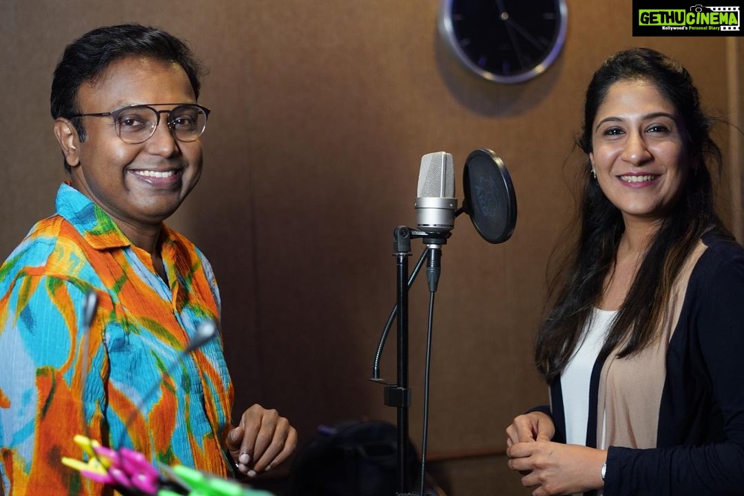 D. Imman Instagram - Glad to record Singers Nakash Aziz,Anthakudi Ilayaraja and Swetha Mohan for a rustic dance number for Brother Santhanam starrer untitled project.Produced by Gopuram Films,Anbu Chezhiyan.Directed by N.Anand.Lyric by Muthamil. Praise God!