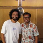 D. Imman Instagram - Glad to record Singers Nakash Aziz,Anthakudi Ilayaraja and Swetha Mohan for a rustic dance number for Brother Santhanam starrer untitled project.Produced by Gopuram Films,Anbu Chezhiyan.Directed by N.Anand.Lyric by Muthamil. Praise God!