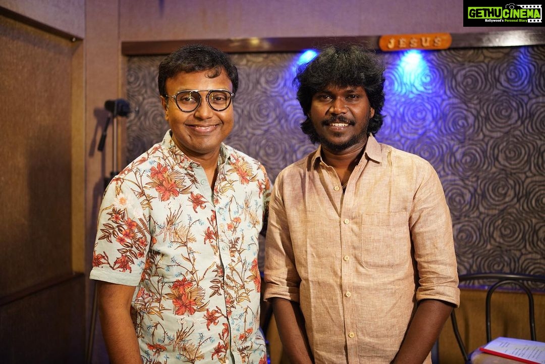 D. Imman Instagram - Glad to record Singers Nakash Aziz,Anthakudi Ilayaraja and Swetha Mohan for a rustic dance number for Brother Santhanam starrer untitled project.Produced by Gopuram Films,Anbu Chezhiyan.Directed by N.Anand.Lyric by Muthamil. Praise God!