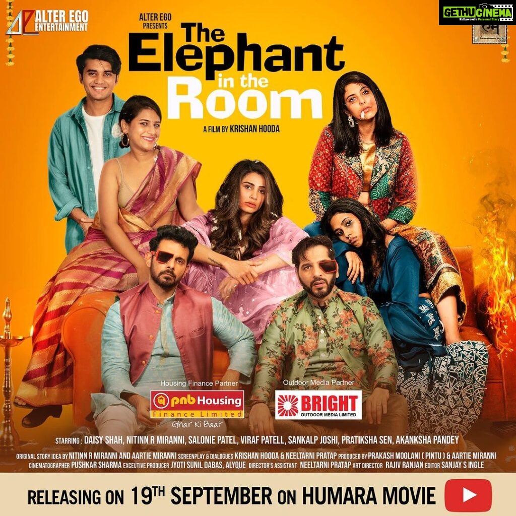 Daisy Shah Instagram - Super Excited To Announce This one ❤ Ganpati Bappa Morya …………………………………………… @altegoproductions @altegotalents in association with @modernmonkfilms & @humaramovie Presents "The Elephant In The Room” A film by Krishan Hooda Releasing on 19th September on @humaramovie ******Starring ******* Daisy Shah @shahdaisy Viraf Patell @virafpp Salonie Patel @salk.04 Nitinn R Miranni @thenitinmirani Pratiksha Sen ❤ Akansha Pandey @sassyakansha Sankalp Joshi @joshi_sunkalp Mantra Mugdh @mantramugdh Housing Finance Partner - PNB Housing Finance #pnbhousingfinance Outdoor Media Partner - Bright Outdoor Media @brightoutdoormedia Produced By: Aartie Miranni & Prakash Moolani @aartie_miranni @prakash_moolani_ Directed & Co-Produced By: Krishan Hooda krishanhooda_o Orignal Story Nitinn R Miranni & Aartie Miranni @thenitinmirani @aartie_miranni Screenplay & Dialogues : Krishan Hooda & Neeltarni Pratap @krishanhooda_o @neeltarnipratap Director of Photography: Pushkar Sharma @rolling_blades Editor: Sanjay Shree Ingle @kolisanjay DI Colourist: Ashirwad Hadkar @ashirwad_hadkar_ Original Background score: Sunil Singh #SunilSingh Dubbing - Vrikpal Singh @v_for_vrikpal Executive Producers: Jyoti Sunil Dabas & Alyque jyoti_sunil_dabas @iamalyque Associate Director: Ajit Kumar @ajit_127 Director's Assistant: Neeltarni Pratap @neeltarnipratap Assistant Directors: Riva Aurora, Aakash Gor, Ansh Nag @rivaxaurora @aakash.gor @anshnagda Still Photography : Amy Hooda @amyn.hooda Poster Design: Hitesh Sharma @digitalartist_hitesh #shortfilm #theelephantintheroom #diasyshah #theelephantintheroomshortfilm #ganpati #ganpatibappamoreya #ganpatiutsav #comedyfilm #bollywood Mumbai, Maharashtra