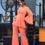 Eesha Rebba Instagram - 🍊✨ Styled by: @Styledbysumaiah Outfit: @prashantikumarlabel Accessories: @sumaiah.tabassum Makeup: @prarthanaahuja.mua Clicked by : @karteeksivagouni Loc : @mirai.hyd