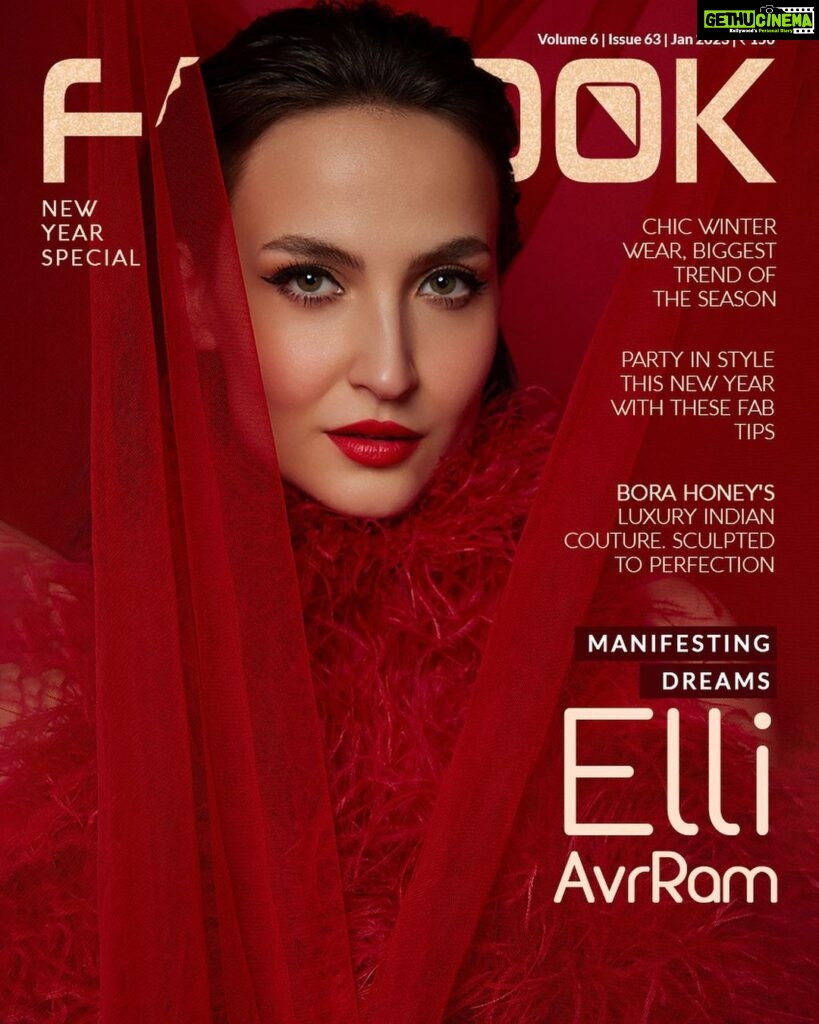 Elli AvrRam Instagram - Your Lady in Red with a new touch✨ New Year’s special edition of @fablookmagazine ✨ Wearing @borahoneys luxury Indian couture. Editor & Founder @milliarora7777 @ankkit.chadha2222 Styled by @milliarora7777 Outfit designer @borahoneys Photographer @nikhilshenoyphoto Mua @omkarvardam Hair @swapnil_makeupnhair Coordinated by @nadiiaamalik