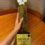 Elli AvrRam Instagram - Thank you for honoring me the Satyajit Ray Icon Cinema award as - Stunning Performer of the Year - For my role as Madhuri in Naane Varuvean❤️🙏 Once again love and gratitude to my director @selvaraghavan sir, costar @dhanushkraja cinematographer @omdop producer @thevcreation and the entire film team of Naane Varuvean, and to the audience who’ve shown so much love for this role of mine❤️🙏💐 #grateful #thankyou #naanevaruven #madhuri #elliavrram #yourstruly