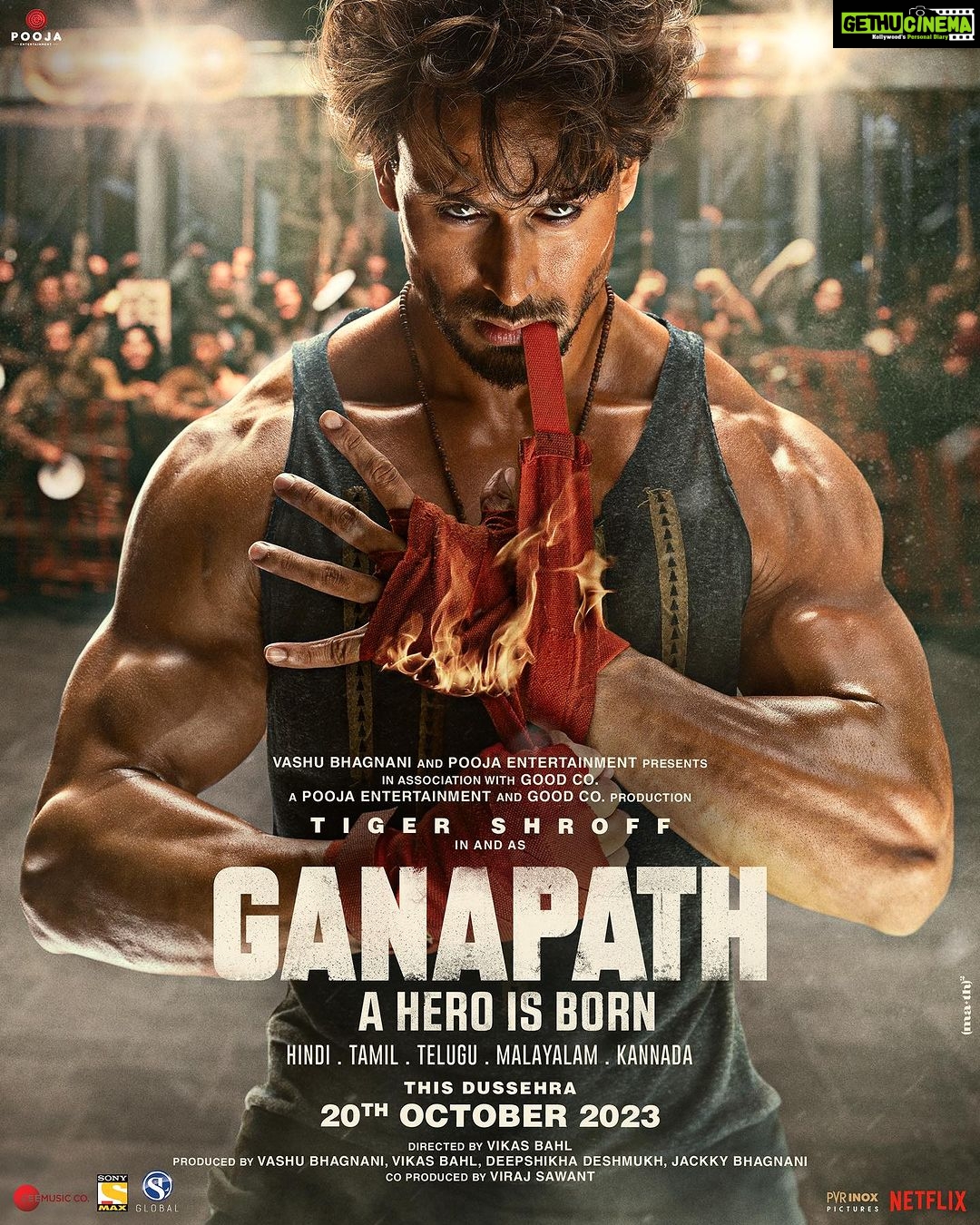 Elli AvrRam Instagram - Exciiiiiiiiited💥 Usko koi kya rokega...jab Bappa ka hai uspe haath Aa Raha Hai Ganapath… karne ek nayi duniya ki shuruwat #GanapathAaRahaHai #Ganapath in cinemas this Dussehra, 20th Oct @amitabhbachchan @vashubhagnani #VikasBahl @deepshikhadeshmukh @jackkybhagnani #GoodCo @zeemusiccompany @tigerjackieshroff @kritisanon @vishalmishraofficial @ziadmbakri @girishkulkarni1 @rahman_actor @shruthymenon @jameel.mumbai @slglobal001