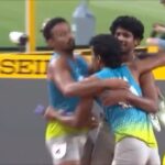 Farhan Akhtar Instagram - What a race..!! India storms into the finals coming second behind USA in the 4x400 men’s relay at the @worldathletics meet in Budapest. Congratulations to the boys.. Muhammed Anas, Amoj Jacob, Muhammed Ajmal and Rajesh Ramesh .. and to the coach and crew. One more race to go .. good luck team.. we’re right behind you. ♥️