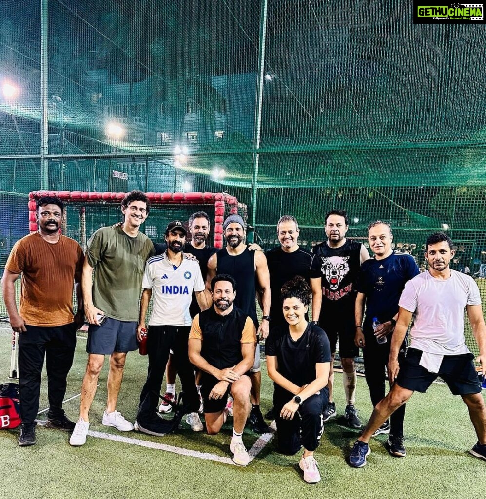 Farhan Akhtar Instagram - The Turf Clubbers. 🏏 Cricket definitely ain’t like riding a bicycle 😂 but always fun when playing with a bunch of good spirited and hysterically competitive friends.