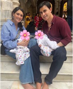 Gautam Rode Instagram - Double the love, double the blessings on our babies’ first visit to the ISKCON Temple. 🙏❤️ #TwinningInFaith"