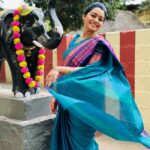 Gayathri Yuvraaj Instagram - 💜🩵💜 Cotton Sarre @meluhha_