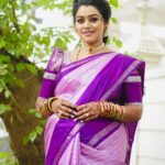 Gayathri Yuvraaj Instagram - 💜💜 One of the secrets of a happy life is continuous small treats.” 💜💜 Makeover @profile_makeover Hairstyle @mani_stylist_ Saree @lakshmiboutique2021 Blouse design @abarnasundarramanclothing
