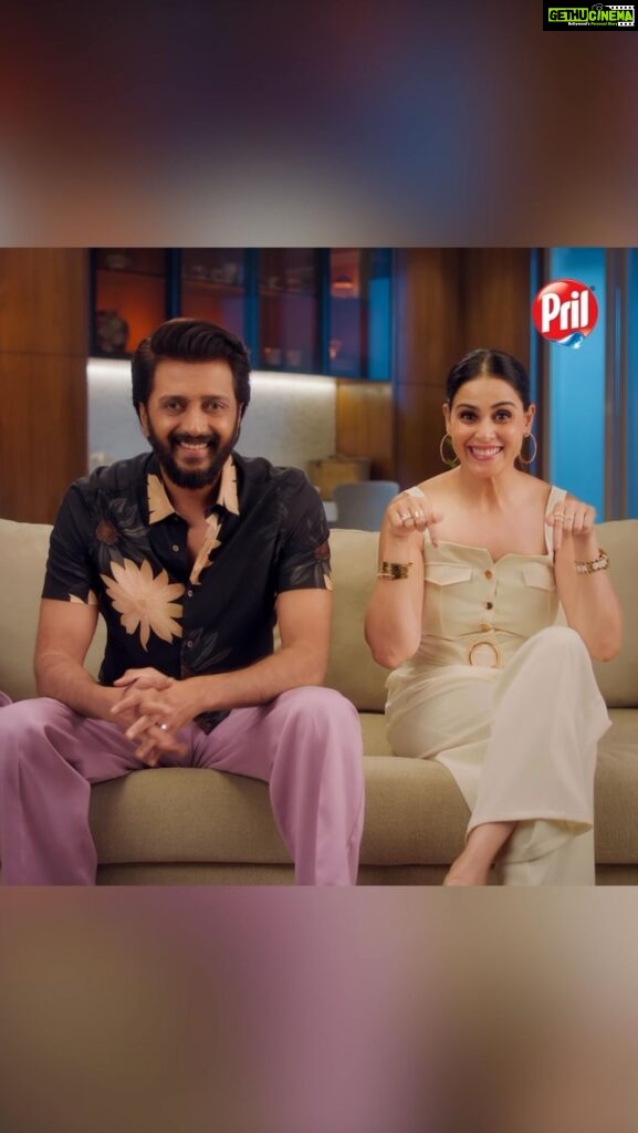 Genelia D'Souza Instagram - Can you guess what our love language is? Hint: It involves a healthy dose of tolerating each other’s quirks! 😋 Tune in to the video to find out the love language that adds shine & sizzle to our relationship. Don’t forget to share your own love language in the comments below! @pril_india . . #ShiningRelationships #Pril #BartanChamkeinAurRishteyBhi #Ad