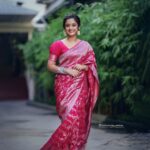 Gopika Anil Instagram - Life is short, let my pallu be long 💕 . Saree - @aathvyavastra Makeup n hair- @abilashchickumakeupartist Pic courtesy- @vysakhvyga_official . #saree #sareelover #longpallu #loveforsarees #pictureoftheday #style #pink #silverzari #sareefashion #photoshoot #photography #traditional