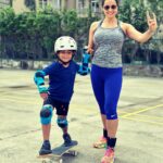 Gul Panag Instagram - “You know why Moms are in sportswear a lot ?? Because mother hood is an extreme sport . “ Via @mytherapistsays 💁🏻‍♀️ I seem to find myself posting pictures in workout clothes a lot. It’s because I’m beginning to subscribe to the view - that motherhood is indeed an extreme sport!! In other news Nihal has decided that he’s done with Skating. But seems to have an infinite amount of interest in skateboarding. So we started introducing him to the sport. This is his second class. And he’s not doing too badly. Also, I had a few questions on my @theflexnest anklets .And bangles ( last photo) on my stories. I do low intensity, steady state, cardio 3 to 4 times a week in addition to strength training. I find myself challenged better if I have resistance both in my hands and in my feet. Over the years I have used various kinds of ankle weights and wrist weights. Most used to be filled with sand. They were bulky as well as uncomfortable most often. These are sleek, comfortable and nonintrusive. I’ve had these for about a year and I absolutely love them. A long walk, say 45 minutes or so, with these, activate the core in addition to the legs of course. Do give it a try.😀