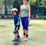 Gul Panag Instagram - “You know why Moms are in sportswear a lot ?? Because mother hood is an extreme sport . “ Via @mytherapistsays 💁🏻‍♀️ I seem to find myself posting pictures in workout clothes a lot. It’s because I’m beginning to subscribe to the view - that motherhood is indeed an extreme sport!! In other news Nihal has decided that he’s done with Skating. But seems to have an infinite amount of interest in skateboarding. So we started introducing him to the sport. This is his second class. And he’s not doing too badly. Also, I had a few questions on my @theflexnest anklets .And bangles ( last photo) on my stories. I do low intensity, steady state, cardio 3 to 4 times a week in addition to strength training. I find myself challenged better if I have resistance both in my hands and in my feet. Over the years I have used various kinds of ankle weights and wrist weights. Most used to be filled with sand. They were bulky as well as uncomfortable most often. These are sleek, comfortable and nonintrusive. I’ve had these for about a year and I absolutely love them. A long walk, say 45 minutes or so, with these, activate the core in addition to the legs of course. Do give it a try.😀