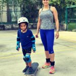 Gul Panag Instagram - “You know why Moms are in sportswear a lot ?? Because mother hood is an extreme sport . “ Via @mytherapistsays 💁🏻‍♀️ I seem to find myself posting pictures in workout clothes a lot. It’s because I’m beginning to subscribe to the view - that motherhood is indeed an extreme sport!! In other news Nihal has decided that he’s done with Skating. But seems to have an infinite amount of interest in skateboarding. So we started introducing him to the sport. This is his second class. And he’s not doing too badly. Also, I had a few questions on my @theflexnest anklets .And bangles ( last photo) on my stories. I do low intensity, steady state, cardio 3 to 4 times a week in addition to strength training. I find myself challenged better if I have resistance both in my hands and in my feet. Over the years I have used various kinds of ankle weights and wrist weights. Most used to be filled with sand. They were bulky as well as uncomfortable most often. These are sleek, comfortable and nonintrusive. I’ve had these for about a year and I absolutely love them. A long walk, say 45 minutes or so, with these, activate the core in addition to the legs of course. Do give it a try.😀