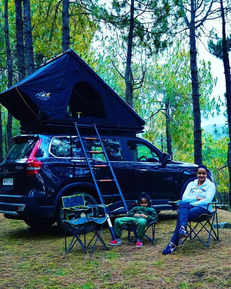 Gul Panag Instagram - Every day is a new experience in the outdoors. And this is Nihal’s favourite part. Camping. From where I come this is actually glampimg, but more on that later ). We first took Nihal camping two years ago when he was 3. I was apprehensive whether he’d take to it. Given that a big part of his parent’s lives revolves around the outdoors and adventure, him not enjoying all those would really have put a spanner in the works. Luckily for us, he took to it like a fish to water! And now given a choice for a weekend break- he will always pick camping. Sometimes asks to go camping in the middle of a school week too! This time we tried a new tent from my friends @nomadadventuresoverland ! And we loved it. So much easier to set up than my older Iron Man tent ( which is faster than a conventional tent that @sherbir and I have grown up pitching - tired , hungry and often in pouring rain) . And equally quick to pack up. Special thanks to our buddies @bimbra4x4 and @taranbimbra for installing it. And a big shout out to my favourites at @mahindraadventure for organising this @mahindra.scorpio.official . We had an amazing weekend amidst the pine trees with clean air , under the stars- thanks to you all.