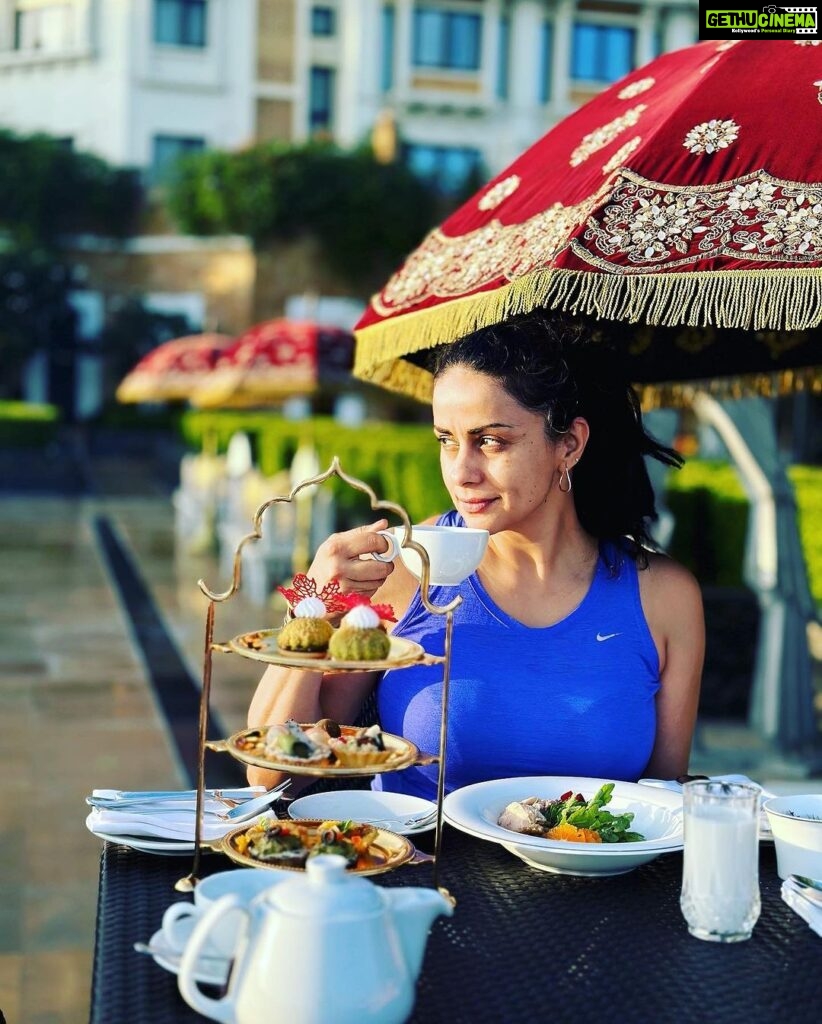Gul Panag Instagram - Let me start by saying that I’m not a foodie. For those of you, who know me or have followed me, you’ll see that I hardly ever post about food. I eat to live. But all that changed in the last two days spent at @theleelapalaceudaipur . And how! Where does one even begin to describe the experience that the Leela Hotels pride themselves on curating. I could go on and on about the stunning artwork, and architecture, interiors, collection of contemporary art but more about that later. Or about the incredible warmth that is exuded by every single person you come into contact with. Starting with GM, himself! I’m on a very strict food regime prescribed by @sharmashalvi and the signature wellness menu Aujasya - was a great fit-a perfect balance of taste and nutrition with guilt free indulgence. Both Chef Ravish and Roopak crafted the finest food for us. From Pan Asian to authentic Rajasthani food with its robust spices - incredible! On our first evening we dined at the famed Sheesh Mahal ( rated one of the most romantic restaurants in the world by Architectural Digest US and) and enjoyed the incredible food prepared by Chef Roopak and traditional breads made by Neetu ji on a traditional fire. Neetu ji is Palace associate by day and spends time at the restaurant in the evening churning out traditional rotis. The next evening was at the Sheesh Mahal terrace with Chef Ravish curating the most incredible thali ever ( last photo) The resplendent City Palace bedecked by night, the serenity of Lake Pichola coupled with the flavours of Royal Dining made these evening unforgettable! And yes, I’m a certified foodie now. As long as the food is from Aujasya . #leelaudaipur #notjustaroadtrip #theleelapalaceudaipur #palacebythelake #theleela @ravishrmishra Leela Palace, Udaipur