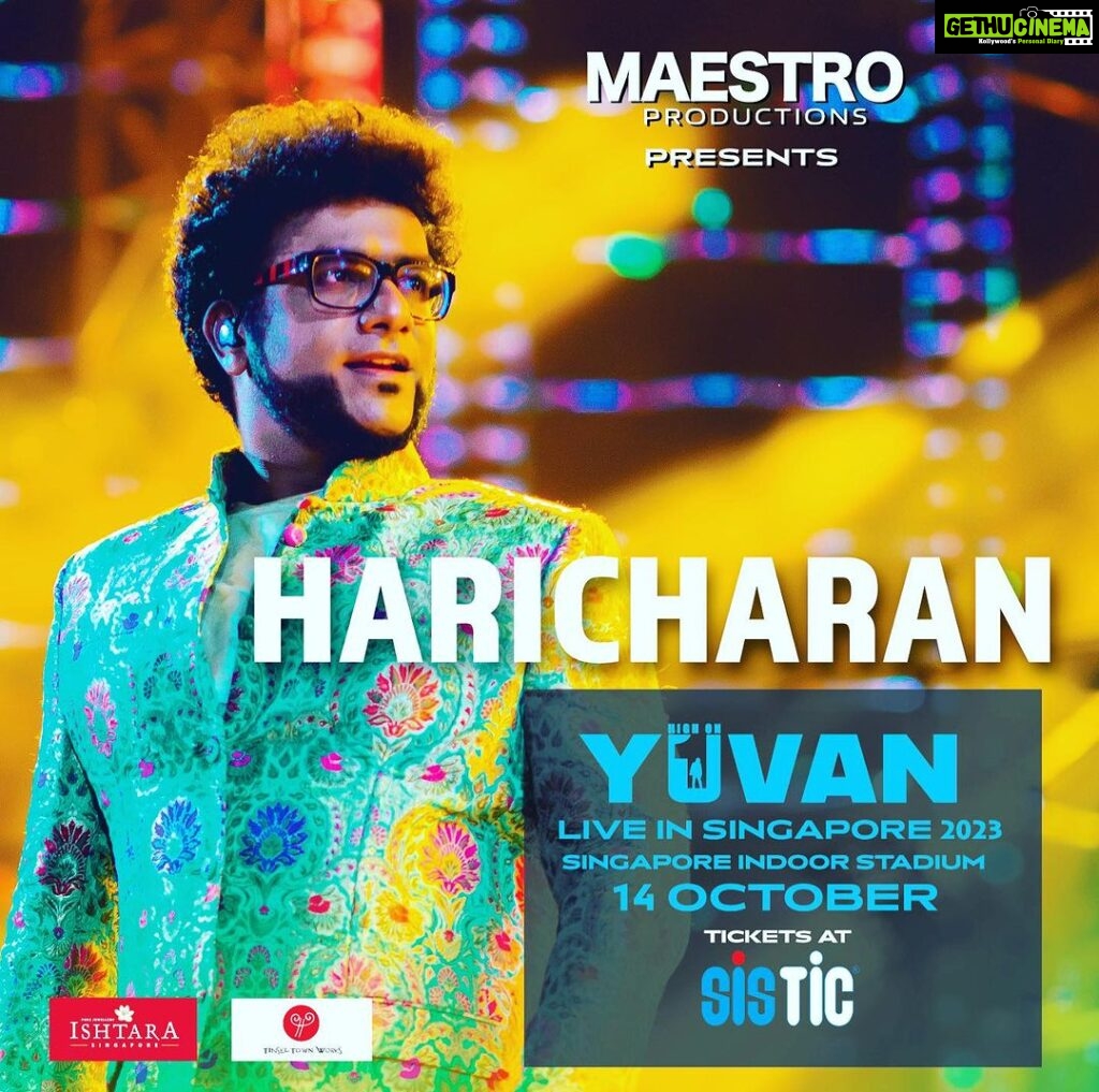 Haricharan Instagram - Singapore! LET’s WELCOME HARICHARAN 🔥 The magic behind Thuli Thuli 😃 Yuvan Live In Singapore 14 October 2023 Tickets at bit.ly/yuvanig #Yuvan #YSR #Haricharan #U1 #YuvanxMaestroProd #MaestroProductions #YuvanLiveInSingapore2023 #HighOnU1SG #MaestroConcert