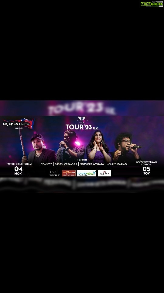 Haricharan Instagram - #TOUR23UK - Experience Shweta Mohan , Haricharan and Vijay Yesudas Live in Concert with Bennet & the Band ! ✨ #TOUR23UK - a Rocking Concert for All Ages & All Generations. 🎵 Go grab your tickets! And let this trio give you a night to remember 🌟 Tickets are available on the following ticketing platforms. https://www.ukeventlife.co.uk/event-details/24/Tour_23 ------------------------------------------------------------------------ https://www.ticketmaster.co.uk/vij.../event/36005F01D2FD264E ----------------------------------------------------------------------- https://troxy.co.uk/.../vijay-yesudas-shweta-mohan.../ #VijayYesudas @thevijayyesudas #ShwetaMohan @_shwetamohan_ #Haricharan @haricharanmusic #bennetandtheband @bennetandtheband #tutorsvalleymusic @tutorsvalleymusic