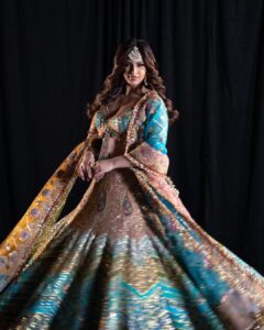 Harnaaz Kaur Sandhu Instagram - Throwback to this stunning lehenga look for Miss Universe! ❤️‍🔥
#missuniverse2022

Styled by @bharatg18
Outfit @rimpleandharpreet
Jewellery @curiocottagejewelry