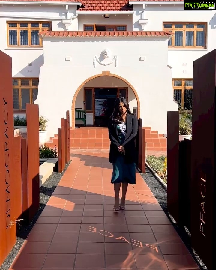 Harnaaz Kaur Sandhu Instagram - “I’m the master of my fate, I’m the captain of my soul” Peace, democracy and freedom. 🇿🇦 we visited the @nelsonmandelafoundationsa where we learned more about the legacy of Nelson Mandela and his impact on society. “What counts in life is not the mere fact that we have lived. It is what difference we have made to the lives of others that will determine the significance of the life we lead.” - Nelson Mandela, leaving a legacy forever🙏🏻 @missuniverse @official_misssa Styled by @meemmap Outfit @joyfolie Makeup @reneedewitmakeupartist Hair @rene_ultimateglamour Nelson Mandela Foundation