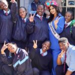 Harnaaz Kaur Sandhu Instagram - Today we received a warm welcome at Mamelodi-East Pre-Vocational School where we met with young change makers and spoke on menstrual equity and empowerment. I truly wanted to inspire them but eventually ended up getting inspired from these young powerful souls! Keep empowering! ❤️✨ @missuniverse @timesquareza @official_misssa Captured by @ogmish Styled by @meemmap Outfit @wightelephant Makeup @reneedewitmakeupartist Hair @rene_ultimateglamour South Africa