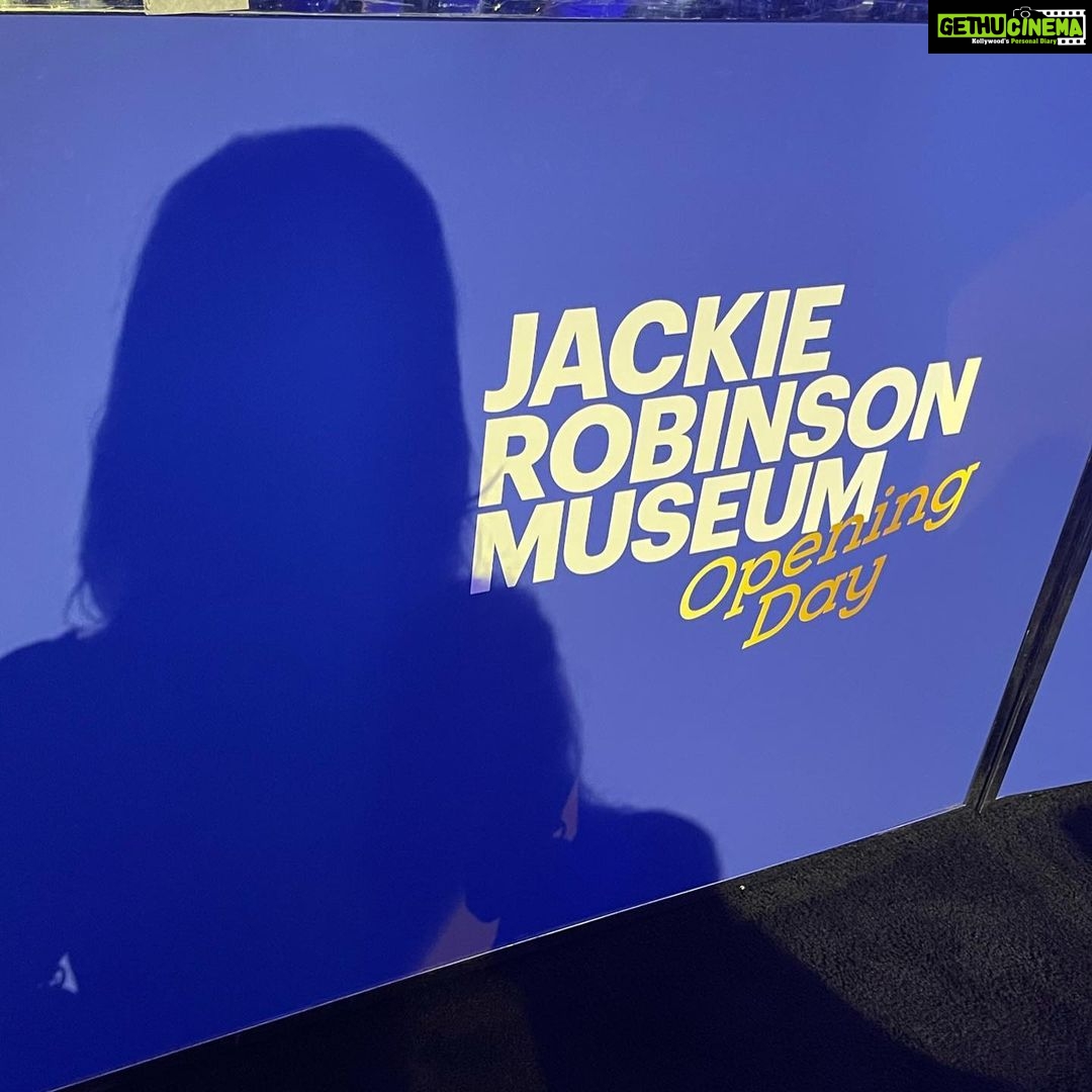 Harnaaz Kaur Sandhu Instagram - It was a true honour for me to watch ‘After Jackie’ based on the legend ‘Jackie Robinson’ who was a record breaker not only for his wonderful strategy in baseball but also breaking the Color line by being the first African American to play into major baseball league. He stood for himself and left a legacy behind to inspire people to never give up and let nobody describe your life. He once said, "A life is not important except in the impact it has on other lives." He definitely left the everlasting impression of his life to many forever. Here to Jackie, Always and forever legend. @missuniverse @jrfoundation @makespringhill Courtesy of the Jackie Robinson Foundation Styled by @meemmap Dress @aidanmattox Shoes @ninashoes Jewelry @ethnicearsstore New York City, N.Y.