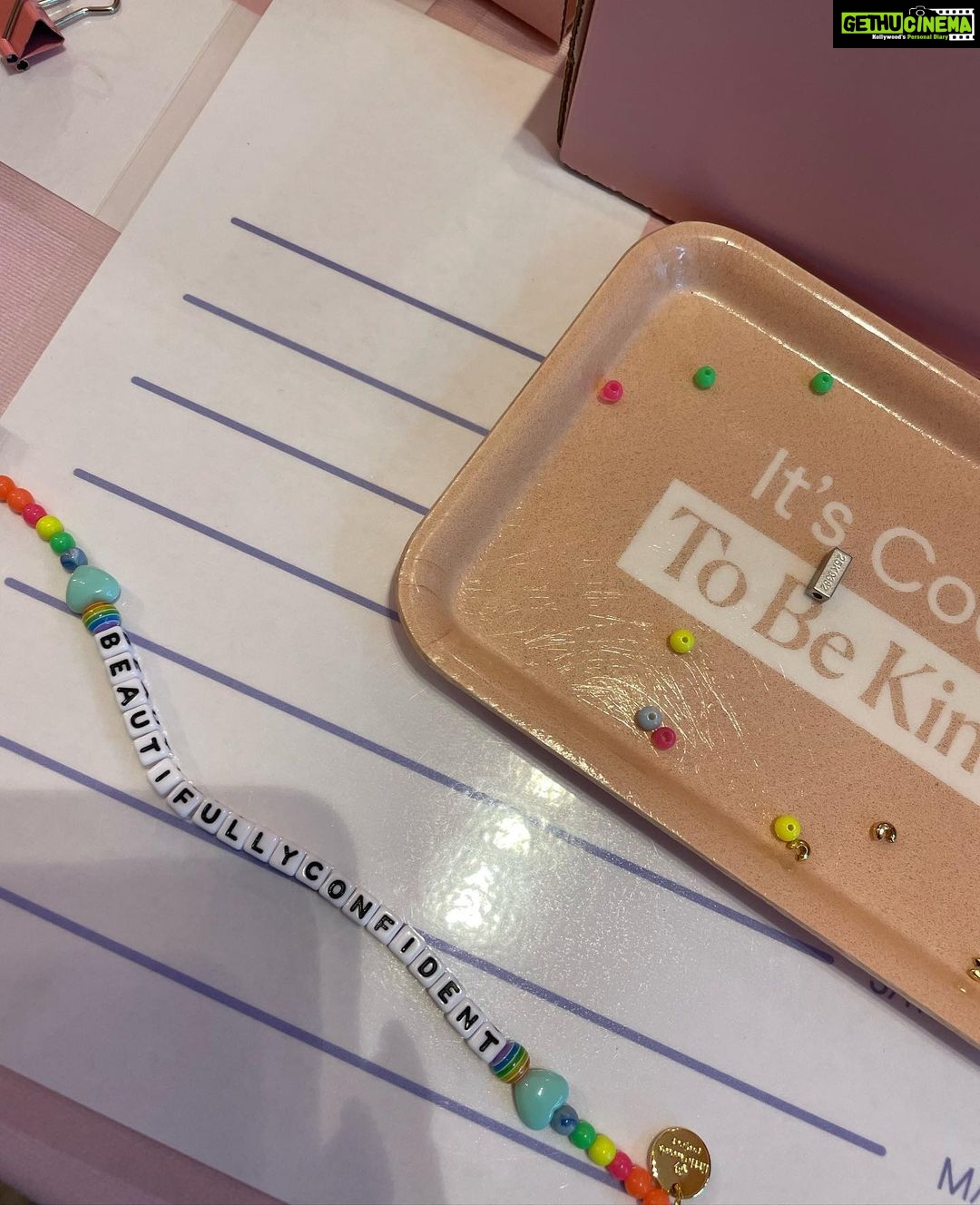 Harnaaz Kaur Sandhu Instagram - Such a Blessed day spent with @bestbuddies at @littlewordsproject store in New York, where I met my new buddies and did a beautiful exercise to make a bracelet of our own by choosing a word that inspires us the most! Well, I was truly overwhelmed to watch my buddies finding their inspiring words and that took me to none other than choosing ‘beautifully confident’ that we all are in our own ways! I’m so thankful for this day forever! I got many pretty meaningful bracelets with words that plays a very important part in my life! Thankyou buddies for the special ‘Miss Universe’ bracelet❤️ What would be your inspiring bracelet word? @missuniverse To everyone reading this! Your every word matters remember that, ‘Sometimes it takes only one act of kindness and caring to change a person’s life!’ #bekind #beautifullyconfident New York City, N.Y.