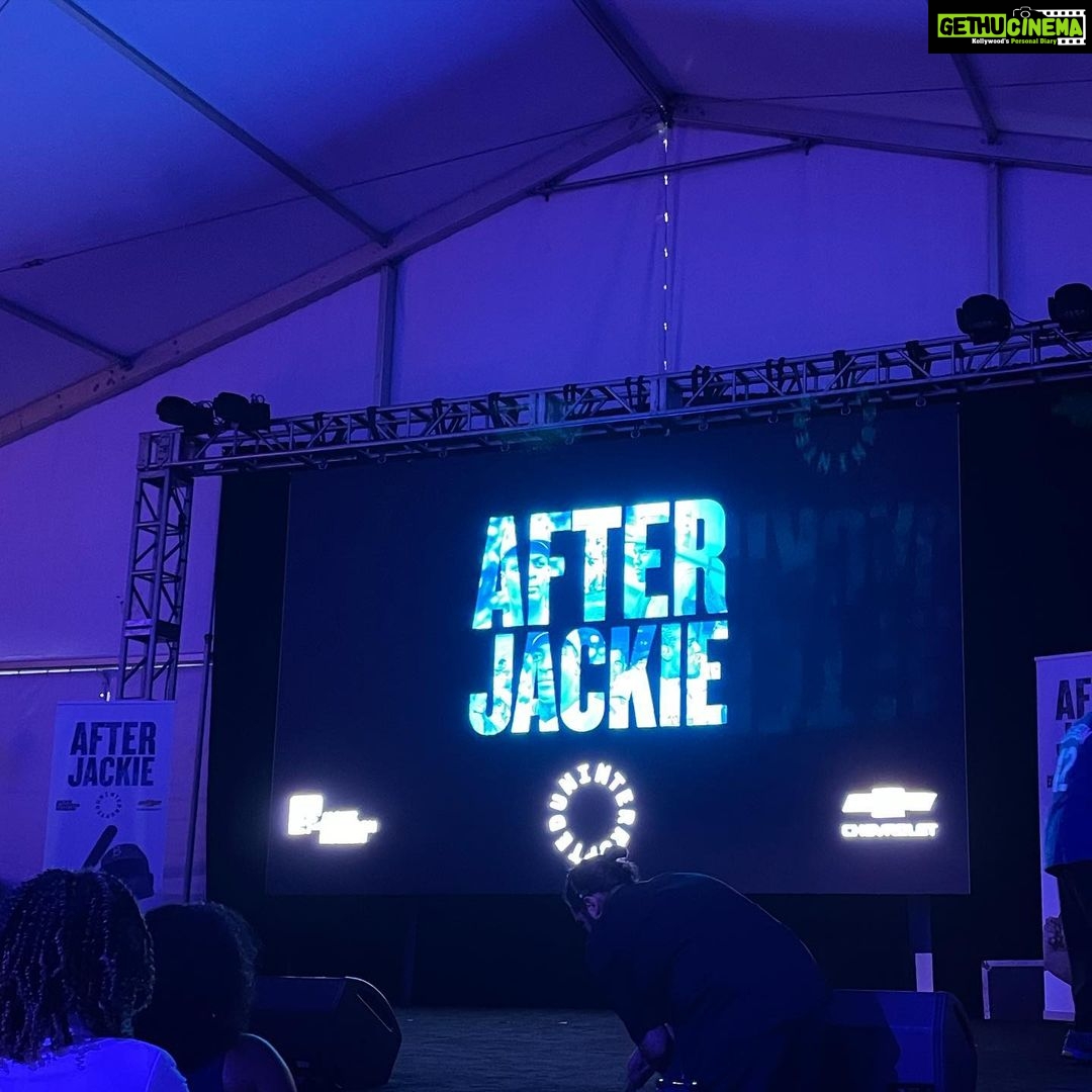 Harnaaz Kaur Sandhu Instagram - It was a true honour for me to watch ‘After Jackie’ based on the legend ‘Jackie Robinson’ who was a record breaker not only for his wonderful strategy in baseball but also breaking the Color line by being the first African American to play into major baseball league. He stood for himself and left a legacy behind to inspire people to never give up and let nobody describe your life. He once said, "A life is not important except in the impact it has on other lives." He definitely left the everlasting impression of his life to many forever. Here to Jackie, Always and forever legend. @missuniverse @jrfoundation @makespringhill Courtesy of the Jackie Robinson Foundation Styled by @meemmap Dress @aidanmattox Shoes @ninashoes Jewelry @ethnicearsstore New York City, N.Y.