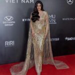 Harnaaz Kaur Sandhu Instagram - yêu và tôn trọng việt nam ❤️🇻🇳🙏🏻 Red carpet look❤️✨ @missuniverse @missuniversevietnam Designer @chungthanhphong MUA @quannguyen_makeup Hair @pulehairstylist Ho Chi Minh City, Vietnam